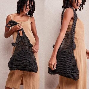 Teal Netted French Market Bag Mesh Tote Bag